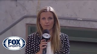 Sideline Reporter Hit by Baseball Continues Reporting [upl. by Ybrad]