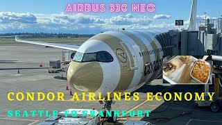 Condor Airline Economy Seattle to Frankfurt SEAFRA Airbus A330 Neo [upl. by Nylyahs]