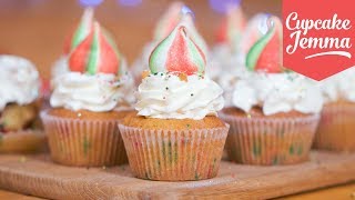 Christmas Unicorn Cupcake Recipe  Cupcake Jemma [upl. by Ahsuatan]