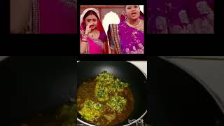 Poi saag pakodaRadha ne tiles kitchen ko Gobar se लीप diya😂🤣trending shorts shortvideo trend [upl. by Aihsemaj]