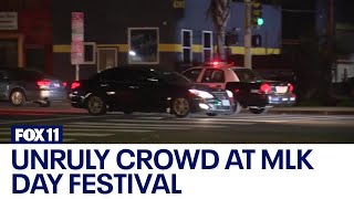 Unruly crowd at MLK Day festival in Leimert Park [upl. by Almeeta]