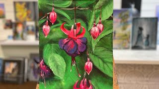 How To Paint Fuchsias  acrylic painting tutorial [upl. by Barbabra527]