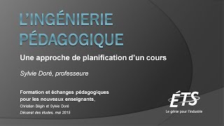 L’ingénierie pédagogique  formation par Sylvie Doré – mai 2015 [upl. by Priebe]