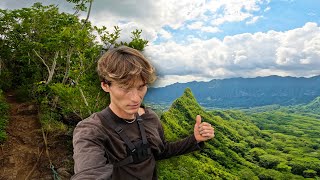 getting scared hiking Olomana Trail Three Peaks [upl. by Ecirtaeb]