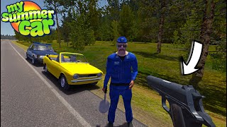 BIG POLICE CHASE IN SATSUMA CABRIO WITH COLT 1911  My Summer Car [upl. by Skelly]