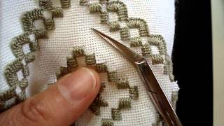 Hardanger Embroidery Lesson 8 Cutting the interior [upl. by Lenna]