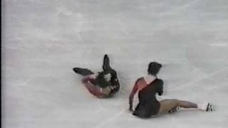 Piece on the Dangers of Pairs Skating  1988 Calgary Figure Skating Pairs Short Program US ABC [upl. by Elberfeld425]