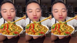 ASMR MUKBANG eating show fried noodles roasted fish pork vegetable rice yummy [upl. by Tesil]