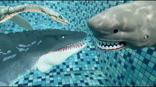 Who Would Win MEGALODON vs MOSASAURUS Ultimate Battle with Elasmosaurus Jurassic World The Meg [upl. by Kilar]