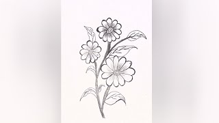 How To Draw Flowers Easy Step By Step  Easy Flowers Drawing Method [upl. by Ayekim519]