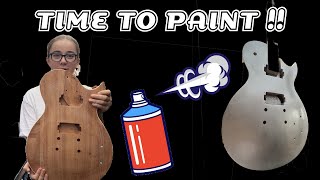 Painting my DIY guitar kit with spray rattle cans  Harley Benton from Thomann [upl. by Inalel]