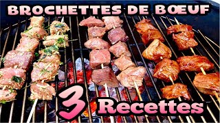 Brochettes de Bœuf 3 recettes [upl. by Aicil]