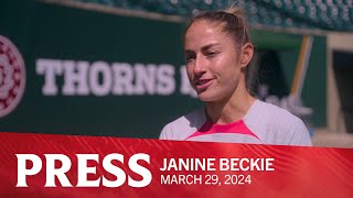 Janine Beckie on her return facing Louisville and Canada callup [upl. by Yortal]