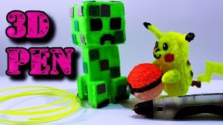 Dibujando en el aire un Creeper de Minecraft y Pikachu  Lápiz 3D  ArteMaster [upl. by Misti]