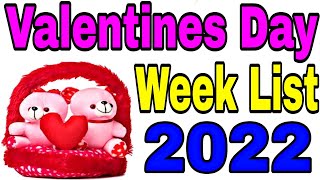 Valentines day List  Valentine week List 2022  February All day list 2022  Anti Valentines Day [upl. by Enened27]