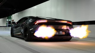 V10 Twin Turbo 1500whp Lamborghini Huracan Flame Shooter  4K [upl. by Krein789]