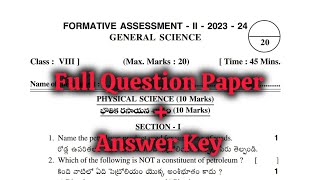 Class 8th FA2 💯SCIENCE Full Question Paper with Answers Previous Year  8th FA2 Question Paper [upl. by Donn500]