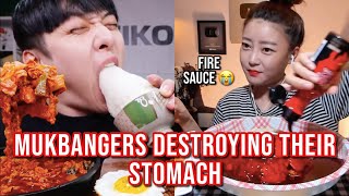 mukbangers DESTROYING their stomachs with spicy food [upl. by Ytisahcal]