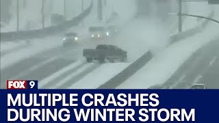 Crash compilation after Minnesota winter storm [upl. by Hodgson]