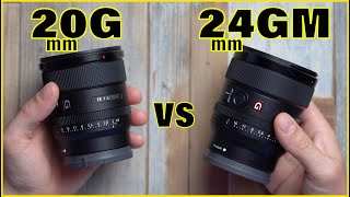 Sony 20mm f18 G VS 24mm f14 GM [upl. by Yllod]