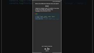 JavaScript Interview Question Difference Between Slice and Splice javascriptinterview javascript [upl. by Yerahcaz]