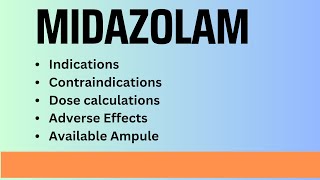 midazolam  injection midazolam  inj Dormicum  side effects  dose calculations [upl. by Wilder623]