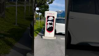 Tesla Supercharger Maienfeld Switzerland  charging [upl. by Adnaloy]