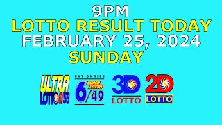 9pm Lotto Result Today February 25 2024 Sunday [upl. by Ahsienahs]