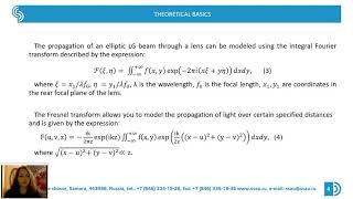 240Kolebanova  Modeling the propagation of elliptic LaguerreGaussian beams 2021 [upl. by Bartle377]