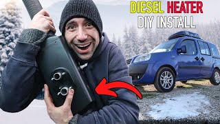 Diesel Heater DIY Install in My Van For Winter Car Camping  Fiat Doblo Van Conversion DIY  ep03 [upl. by Ymassej424]