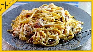 MACARRÃO CREMOSO FÁCIL E RÁPIDO DE 3 INGREDIENTES  CARBONARA  FT EDUARDO PERRONE [upl. by Okoyik279]