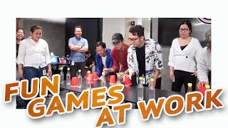 5 FUN PARTY GAMES AT WORK • Part 5 🎲  Minute To Win It Style [upl. by Eilsehc]