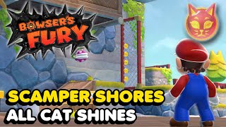 Bowsers Fury  Scamper Shores  All Cat Shine Locations Walkthrough [upl. by Hollyanne]