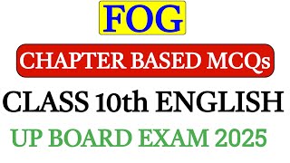 Fog  Chapter Based MCQs  Class 10th English  Up Board Exam 2025 [upl. by Emmer]