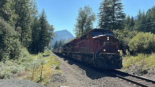 Backlit Heritage Unit CPKC 602 Potash Train  Spuzzum BC Canada 31AUG24 CP ES44AC 8713 Leading [upl. by Richter]