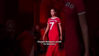 Georgina Rodriguez catwalk at Vetements FW 24 with Cristiano Ronaldo signed dress⚽️ [upl. by Aitnahs]