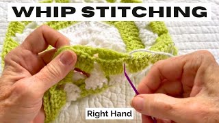 WHIP STITCHING Right Hand How to Stitch Crochet Pieces Together Sew Pieces together KnittingKnit [upl. by Torhert]