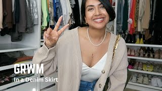 GRWM  How to style a Denim Skirt  Vithya Hair and Makeup [upl. by Steele]