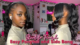 EASY PONYTAIL AND SIDE BANG TUTORIAL BEGINNER FRIENDLY  Ywigs Hair ♥️ [upl. by Ahsirpac]