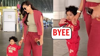 Gauhar Khan Son Zehaan Waves Bye To Paparazzi At Mumbai Airport [upl. by Nnaitak]