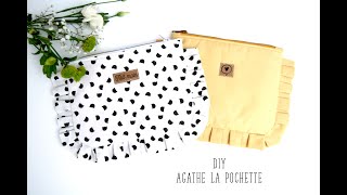 Coudre Agathe la pochette à volants carrés tuto trousse à volants [upl. by Mount908]