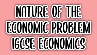 Nature of the Economic Problem 1  IGCSE ECONOMICS 0455 [upl. by Esereht]