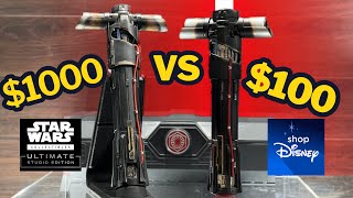 Kylo Ren Lightsabers 100 Disney Legacy Lightsaber vs 1000 Propshop Ultimate Studio Edition [upl. by Cony]