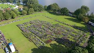 Highland Laddie as massed bands salute Chieftain at 2024 Scottish Pipe Band Championship by drone [upl. by Lobell330]