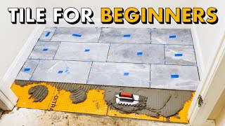 Installing TILE FLOOR for the FIRST TIME 🛠 How To Lay Tile Floor [upl. by Maxama117]