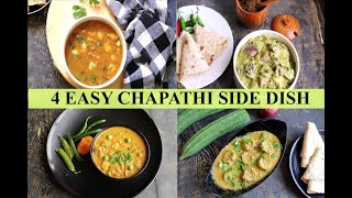 4 EASY CHAPATHI SIDE DISH RECIPES  KARNATAKA STYLE [upl. by Seugram418]