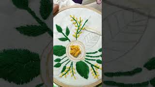 very easy embroidery Rose flower design embroidery hand stitching round flower design  video [upl. by Checani284]