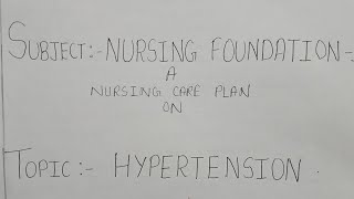 Nursing care plan on Hypertension Ncp  medical surgical nursing msn  for nursing students [upl. by Zephaniah729]