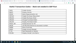 List of TCodes used in Material Management in S4HANA  Useful Transaction Codes for MM Module SAP [upl. by Allemac]