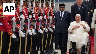 Pope Francis arrives in Indonesia to start the longest trip of his pontificate [upl. by Aikkin]